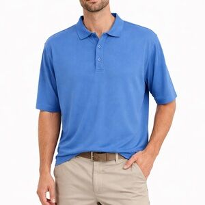 Walter Hagen Golf Mens Polo Shirt Size Large Blue Textured Short Sleeve